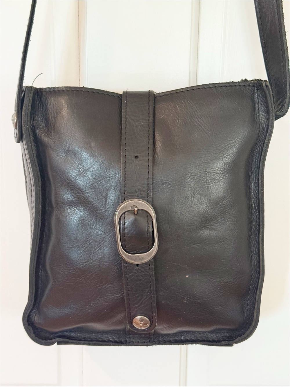Patricia Nash Venezia Black Leather Pouch Crossbody Bag